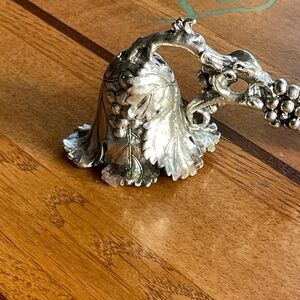Grape Vines Pewter Candle Snuffer Silver Tone Signed Rustic Fireplace Gift
